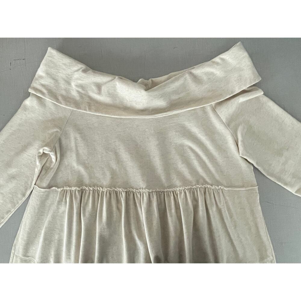 Anthropologie Sz M Off The Shoulder Dress Cream Knit Mini Cottage Core Comfy NWT - Picture 5 of 11